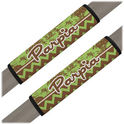 Green & Brown Toile & Chevron Seat Belt Covers (Set of 2) (Personalized)