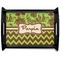 Green & Brown Toile & Chevron Black Wooden Tray - Large (Personalized)