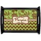Green & Brown Toile & Chevron Black Wooden Tray - Small (Personalized)