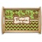Green & Brown Toile & Chevron Serving Tray Wood Small - Main