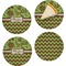Green & Brown Toile & Chevron Set of Appetizer / Dessert Plates