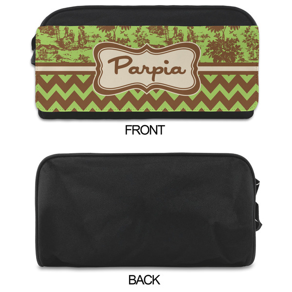 Green & Brown Toile & Chevron Shoe Bags - APPROVAL