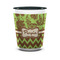 Green & Brown Toile & Chevron Ceramic Shot Glass - 1.5 oz - Two Tone - Set of 4 (Personalized)