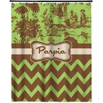 Green & Brown Toile & Chevron Extra Long Shower Curtain - 70"x84" (Personalized)