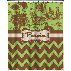 Green & Brown Toile & Chevron Extra Long Shower Curtain - 70"x84" (Personalized)
