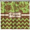 Green & Brown Toile & Chevron Shower Curtain - Custom Size (Personalized)