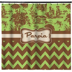 Green & Brown Toile & Chevron Shower Curtain (Personalized)