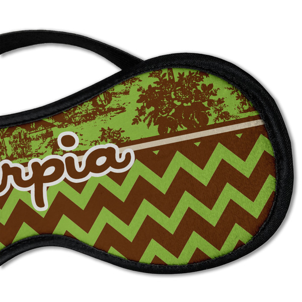 Green & Brown Toile & Chevron Sleeping Eye Mask - DETAIL Large