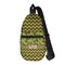 Green & Brown Toile & Chevron Sling Bag - Front View
