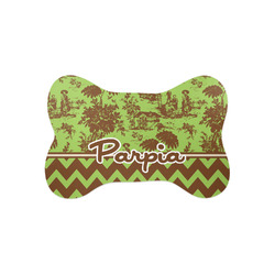 Green & Brown Toile & Chevron Bone Shaped Dog Food Mat (Small) (Personalized)