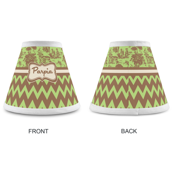 Green & Brown Toile & Chevron Small Chandelier Lamp - Approval