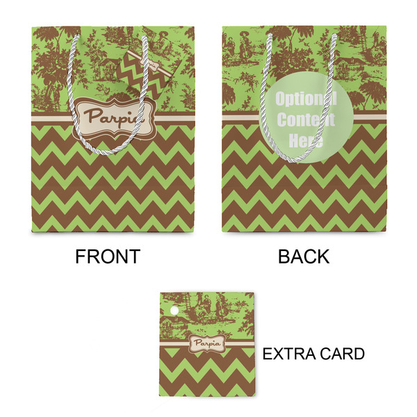 Green & Brown Toile & Chevron Small Gift Bag - Approval