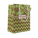 Green & Brown Toile & Chevron Gift Bag (Personalized)