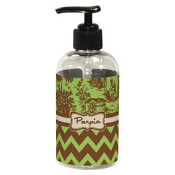 Green & Brown Toile & Chevron Plastic Soap / Lotion Dispenser (8 oz - Small - Black) (Personalized)