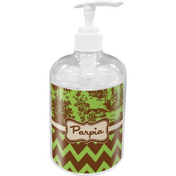Green & Brown Toile & Chevron Acrylic Soap & Lotion Bottle (Personalized)