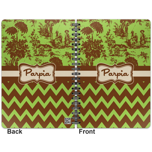 Green & Brown Toile & Chevron Spiral Journal 7 x 10 - Apvl
