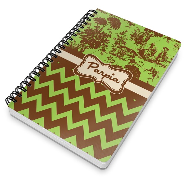 Green & Brown Toile & Chevron Spiral Journal 7 x 10 - Main