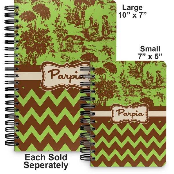 Green & Brown Toile & Chevron Spiral Journal - Comparison