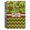 Green & Brown Toile & Chevron Spiral Notebook - 7x10 w/ Name or Text