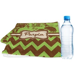 Green & Brown Toile & Chevron Sports & Fitness Towel (Personalized)