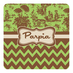 Green & Brown Toile & Chevron Square Decal - XLarge (Personalized)