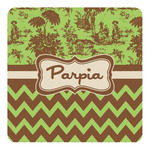 Green & Brown Toile & Chevron Square Decal - Small (Personalized)