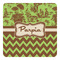 Green & Brown Toile & Chevron Square Decal - Small (Personalized)