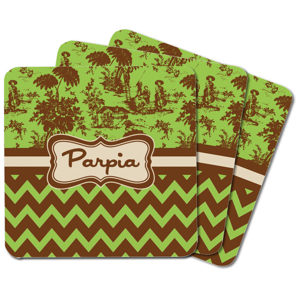 Green & Brown Toile & Chevron Square Fridge Magnet - MAIN