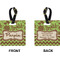 Green & Brown Toile & Chevron Square Luggage Tag (Front + Back)