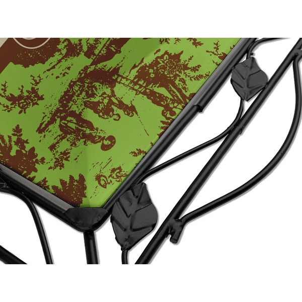 Green & Brown Toile & Chevron Square Trivet - Detail