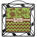 Green & Brown Toile & Chevron Square Trivet (Personalized)