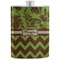 Green & Brown Toile & Chevron Stainless Steel Flask (Personalized)