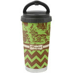 Green & Brown Toile & Chevron Stainless Steel Coffee Tumbler (Personalized)