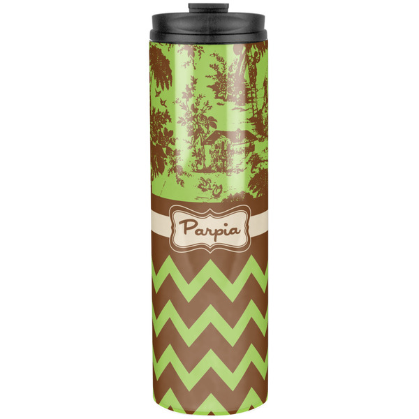Green & Brown Toile & Chevron Stainless Steel Tumbler 20 Oz - Front