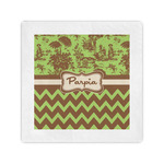 Green & Brown Toile & Chevron Cocktail Napkins (Personalized)