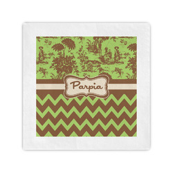 Green & Brown Toile & Chevron Cocktail Napkins (Personalized)