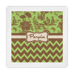 Green & Brown Toile & Chevron Decorative Paper Napkins (Personalized)