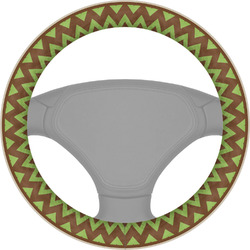 Green & Brown Toile & Chevron Steering Wheel Cover (Personalized)