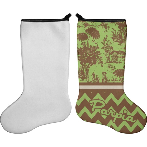 Green & Brown Toile & Chevron Stocking - Single-Sided - Approval