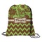 Green & Brown Toile & Chevron Drawstring Backpack