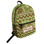 Green & Brown Toile & Chevron Student Backpack (Personalized)