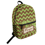 Green & Brown Toile & Chevron Student Backpack (Personalized)