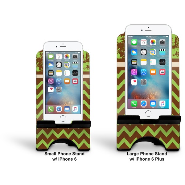 Green & Brown Toile & Chevron Stylized Phone Stand - Comparison