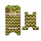 Green & Brown Toile & Chevron Stylized Phone Stand - Front & Back - Large