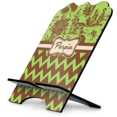 Green & Brown Toile & Chevron Stylized Tablet Stand (Personalized)