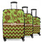 Green & Brown Toile & Chevron Suitcase Set 1 - MAIN