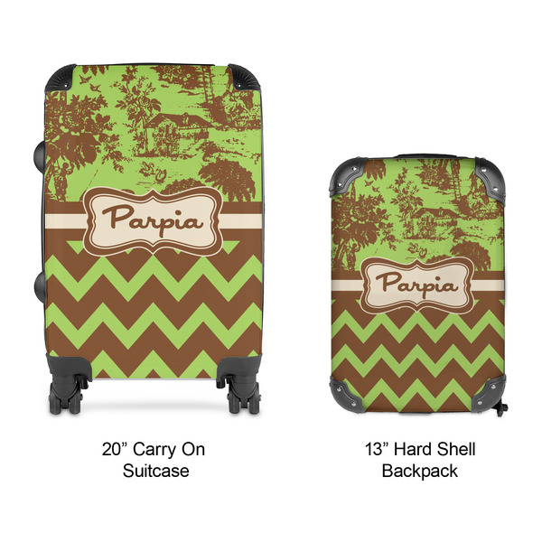 Green & Brown Toile & Chevron Suitcase Set 4 - APPROVAL