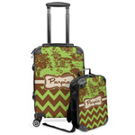 Green & Brown Toile & Chevron Kids 2-Piece Luggage Set - Suitcase & Backpack (Personalized)