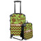 Green & Brown Toile & Chevron Suitcase Set 4 - MAIN