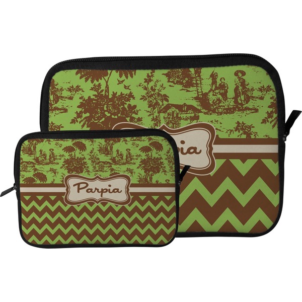 Green & Brown Toile & Chevron Tablet Sleeve (Size Comparison)